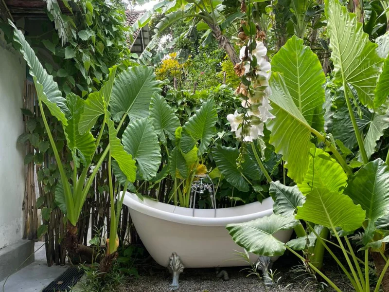 Bathtub Garden Room outdoor bathtub at Foozoo Mantra Weligama Sri Lanka